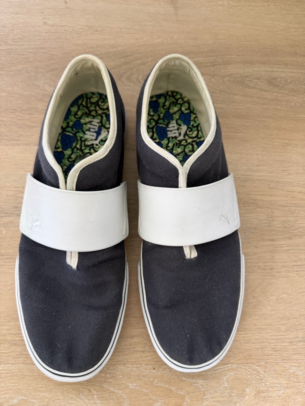 Puma El Rey - Navy Blue Canvas Slip-On with White Strap